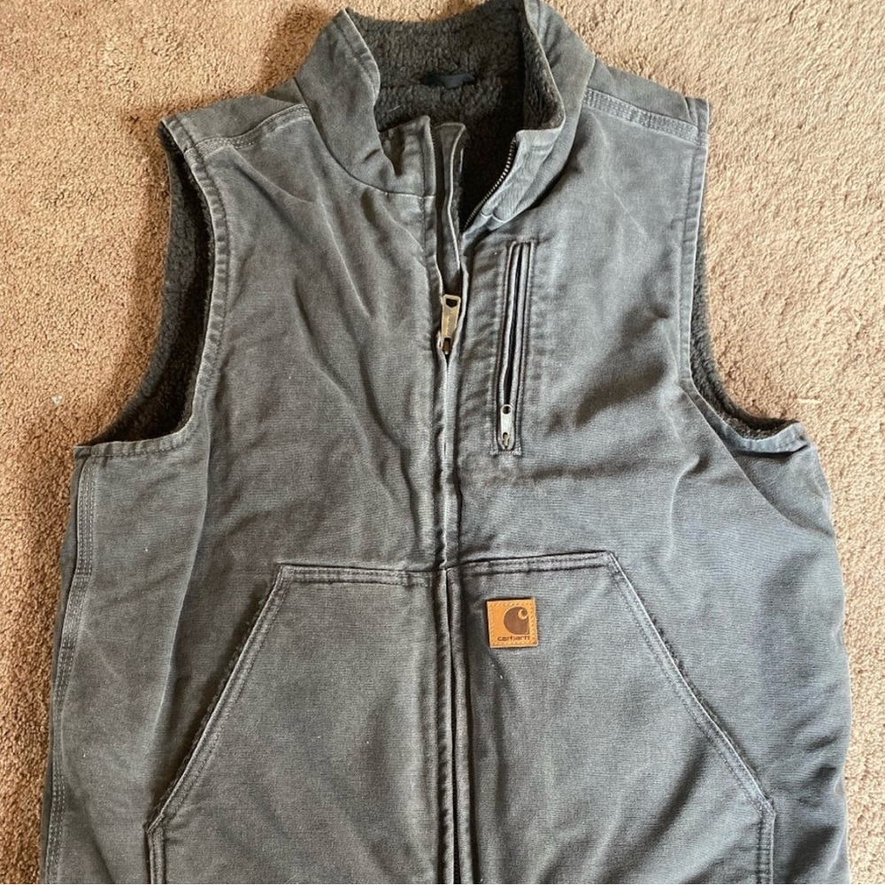 Carhartt Vintage Gray Sherpa Lined Vest